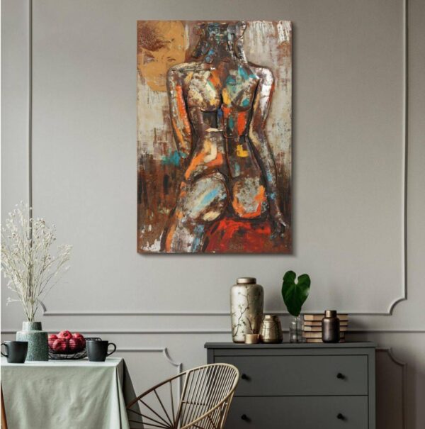 48 in. x 32 in. "Nude Study 1" Mixed Media Iron Hand Painted Dimensional Wall Art