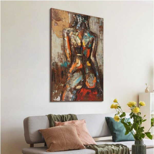 48 in. x 32 in. "Nude Study 1" Mixed Media Iron Hand Painted Dimensional Wall Art
