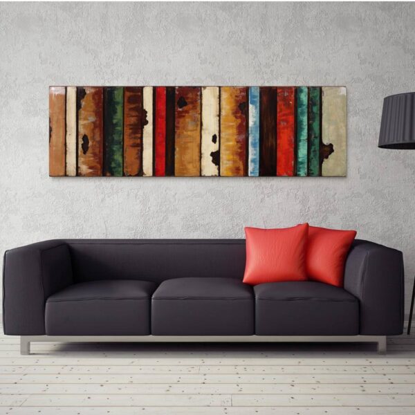 22 in. x 72 in. "Rustic Flow 1" Mixed Media Iron Hand Painted Dimensional Wall Art